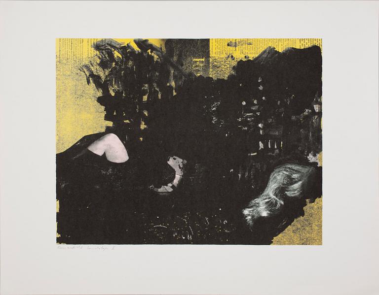 OLA BILLGREN, färgserigrafier, 2 st. 1980-tal.