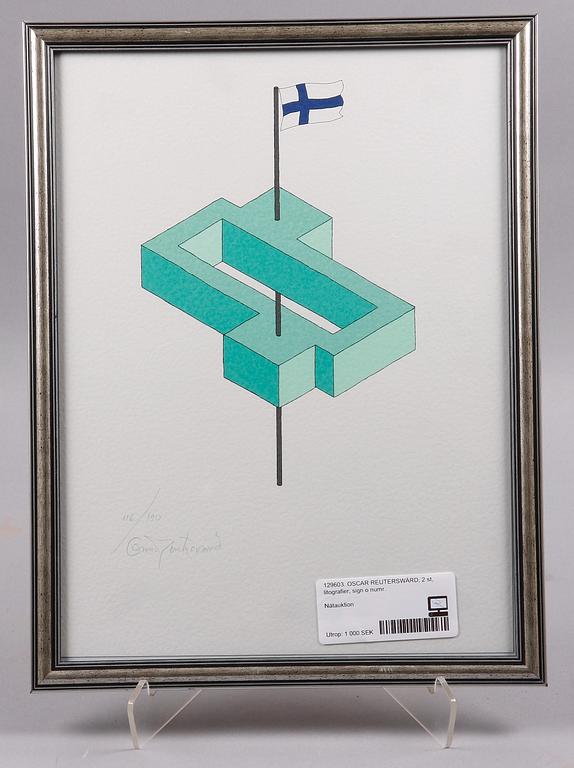 OSCAR REUTERSVÄRD, 2 st, litografier, sign o numr.