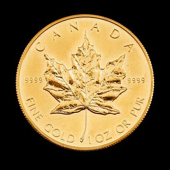 GULDMYNT, fine gold, 50 dollar, Elizabeth II, Canada, 1983. Vikt ca 31 gram.