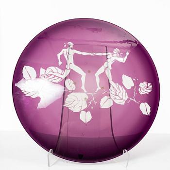 Olle Alberius, a glass plate, Orrefors, 1990.