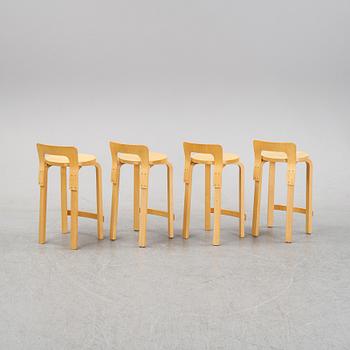 A pair of 'K65' bar stools designed by Alvar Aalto, second half of the 20th century.