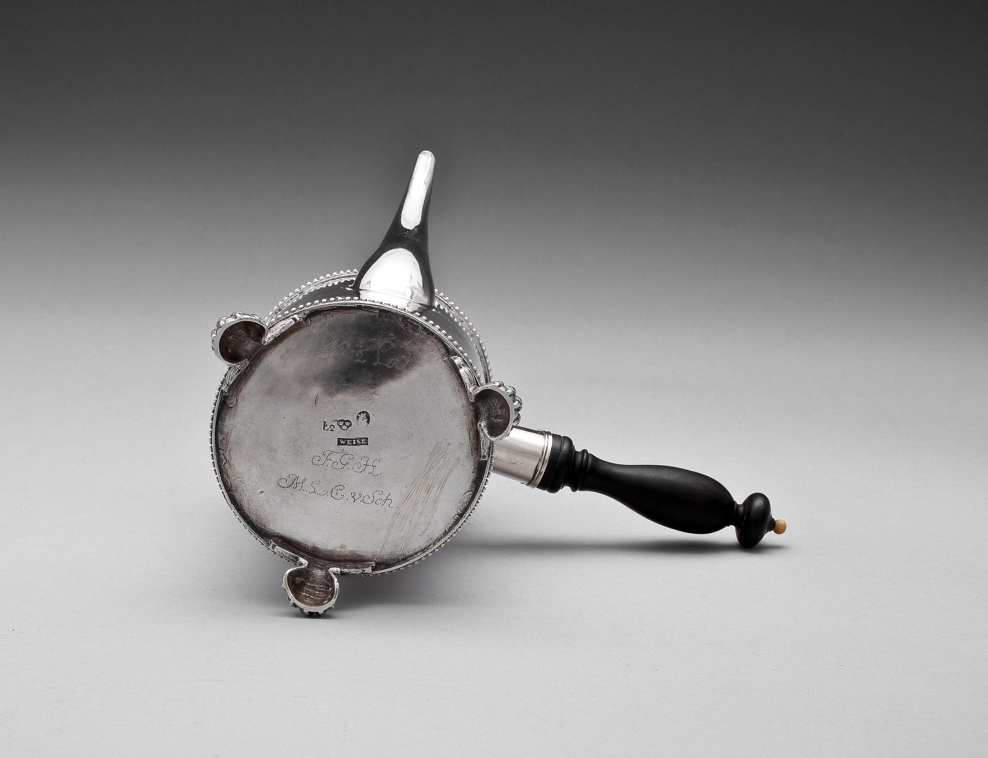 KAFFEKKANNA, silver, gustaviansk, Anders Fredrik Weise, Stockholm 1787. Vikt ca 580 gram.