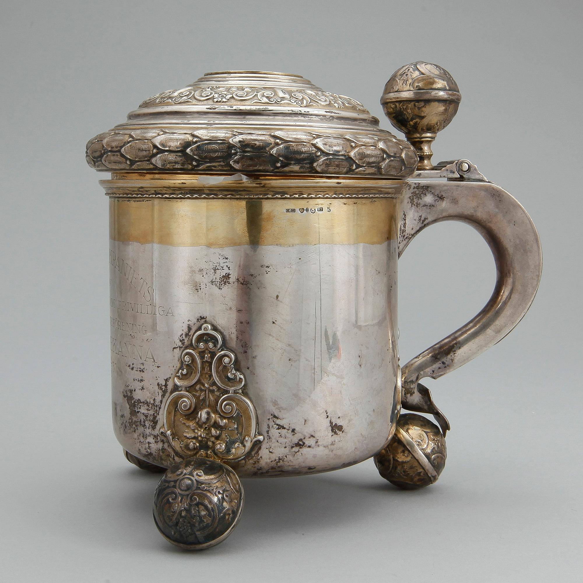 DRYCKESKANNA, silver, CG Hallberg, Stockholm, 1937, vikt ca 580g.