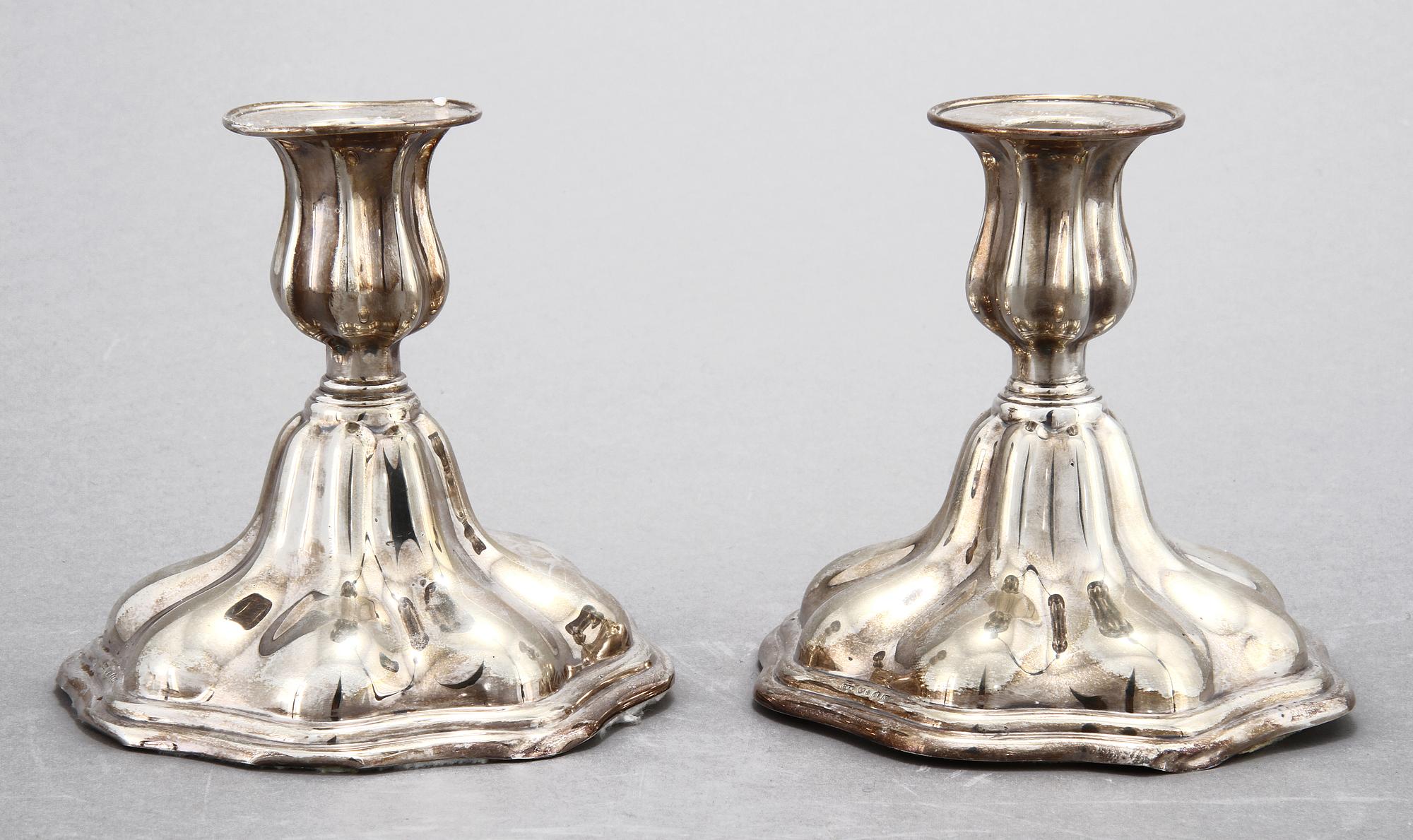 LJUSSTAKAR, ett par, silver, C G Hallberg, Stockholm, 1936.