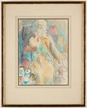 Isaac Grünewald, Sigrid i röd fåtölj.