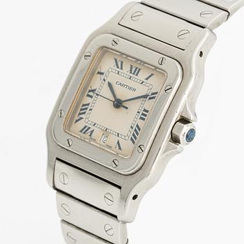 Cartier, Santos Galbeé, ca 1994. <b>Case size:</b> 29 x 29 mm
<b>Material:</b> steel
<b>Mov...