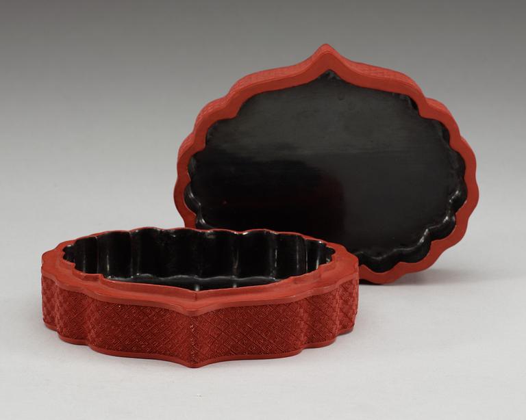 A red lacquer box with cover, Qing dynasty, presumably Qianlong (1736-95).