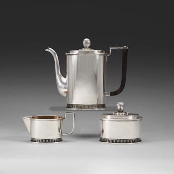 A C.F. Carlman three pieces of coffee service, Stockholm 1947.