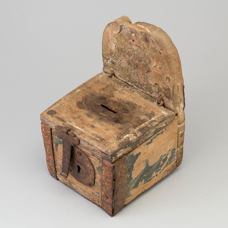 A WOODEN COLLECT BOX,
Probably 17th century.