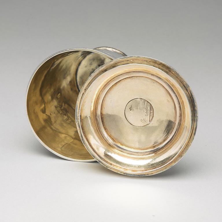 A Swedish early 19th century parcel-gilt silver beaker and cover, mark of Johan Fredrik Bjornstedt, Stockholm 1811.