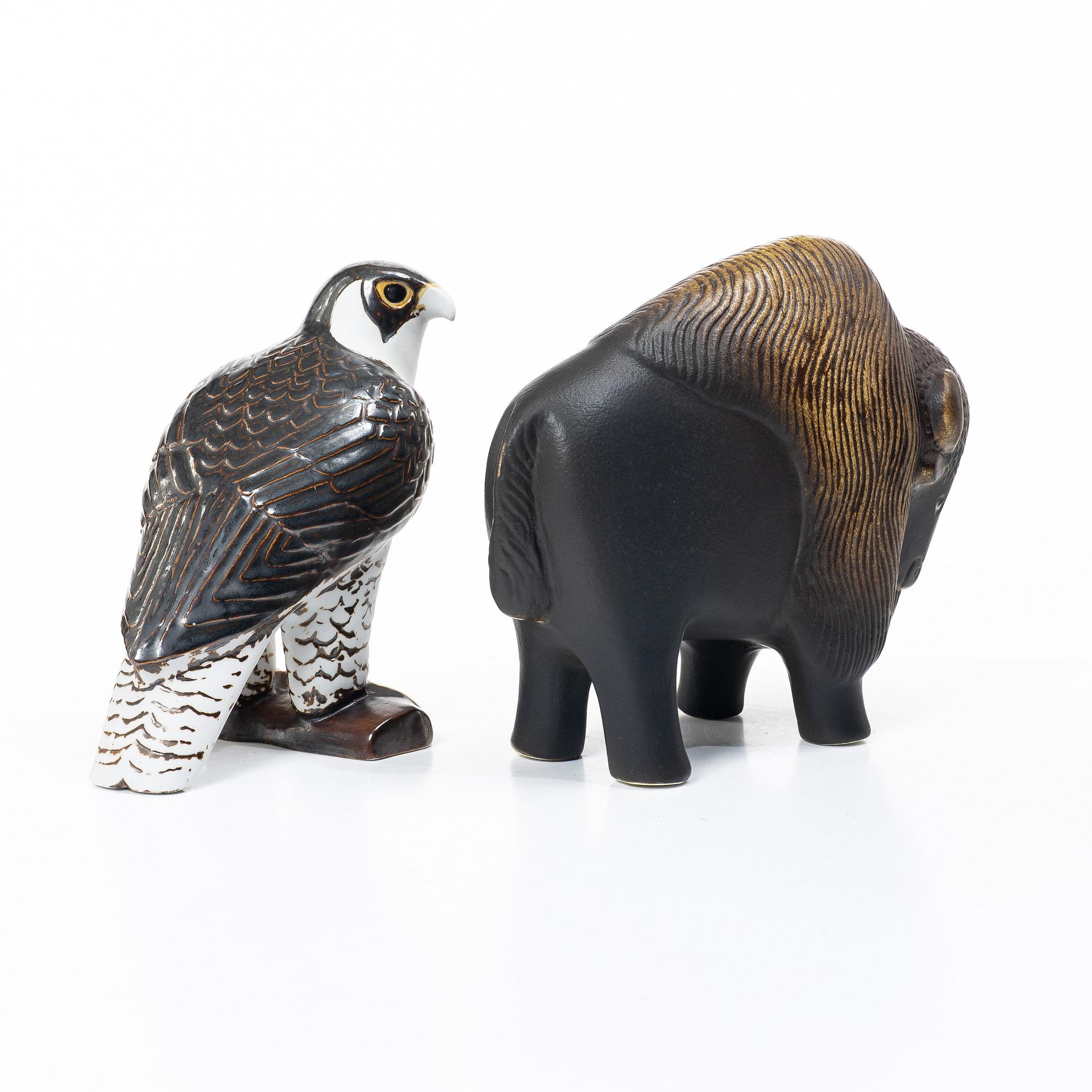 Lisa Larson, a 'Säl' and 'Utter' figurine, Gustavsberg for NK, Nordiska Kompaniet in collaboration with WWF.