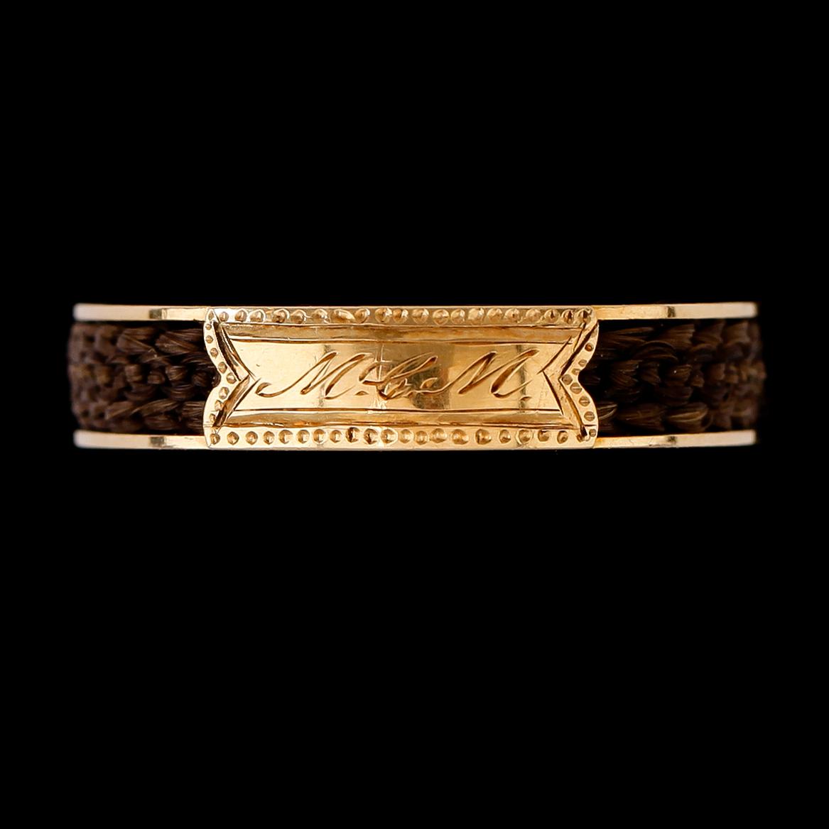 RING, 18K guld, hårarbete, svenska stämplar JGS 1887.