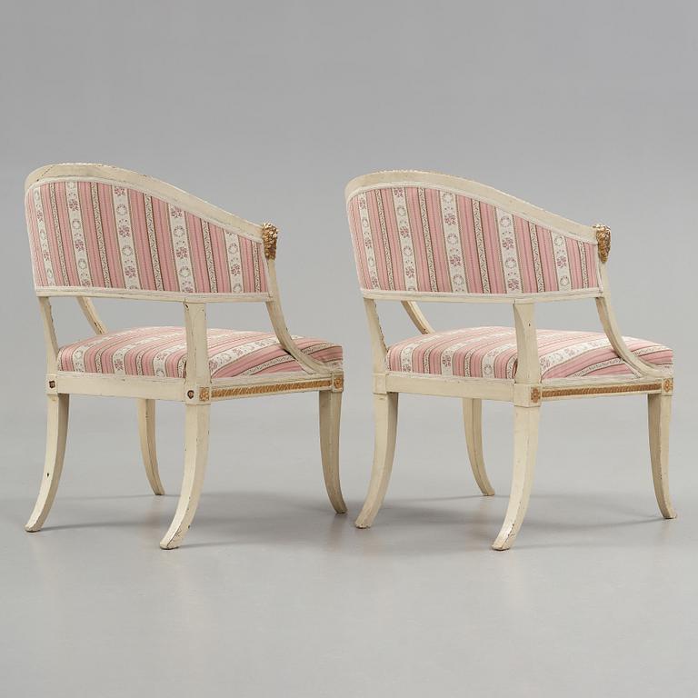 A pair of late Gustavian armchairs by Ephraim Ståhl (master in Stockholm 1794-1820).