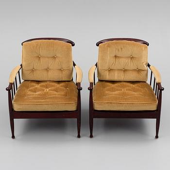 A pair of 'Skrindan' easy chairs by kerstin Hörlin-Holmquist for ope, second half of the 20th century.