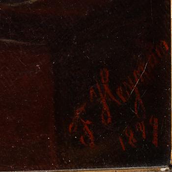 OKÄND KONSTNÄR, olja på duk, signerad F Hayman och daterad 1899.