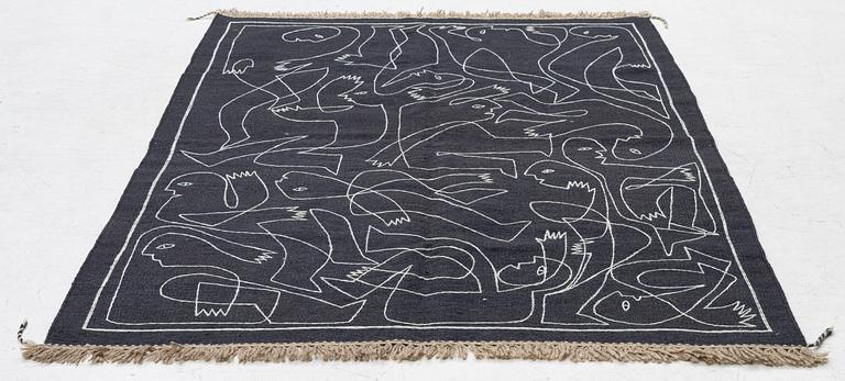 Matta, handbroderad Kelim, 183 x 126 cm.