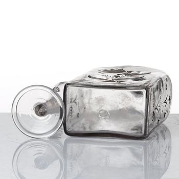Plunta samt sex stycken spetsglas med Gustav IIIs monogram, Sverige, 1700-tal.