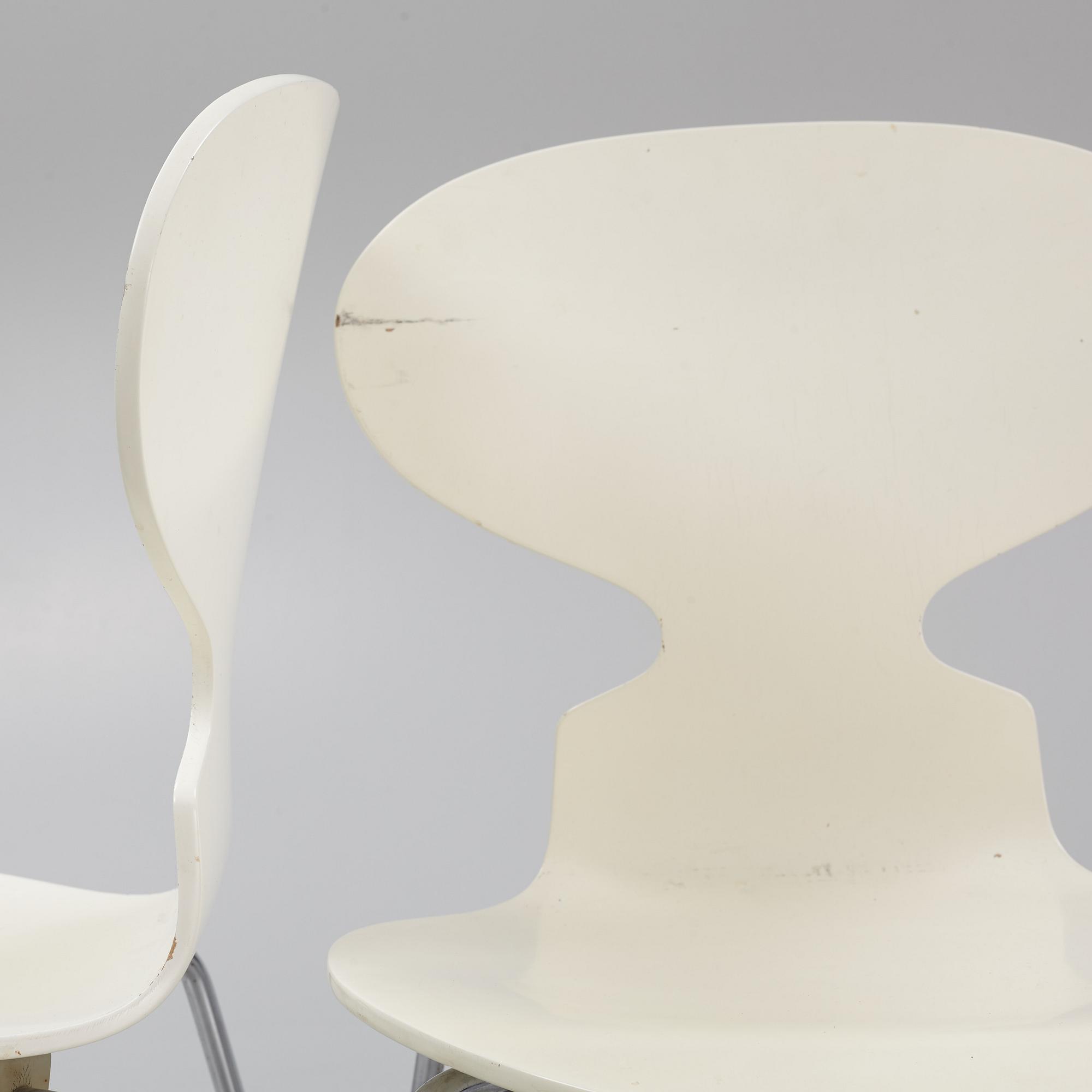 Arne Jacobsen, stolar, 6 st., "Myran", Fritz Hansen, Danmark,