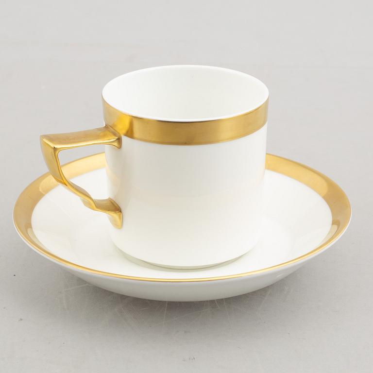 Karin Björquist, five 'Nobel' bone china coffee cups with saucers, Rörstrand.