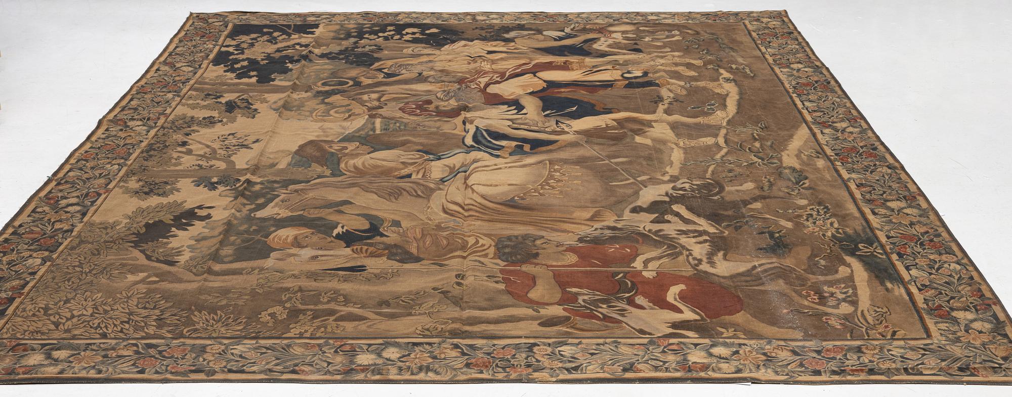 Painted wallpaper, Europe, circa 1900. 440 x 320 cm.