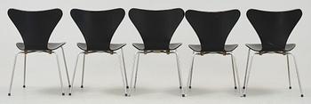 STOLAR, 5 st, "Sjuan", Arne Jacobsen, Fritz Hansen, 1960-70-tal.