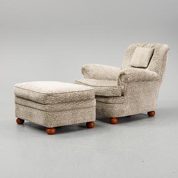 Josef Frank, a model 336 easy chair with ottoman, Svenskt Tenn.