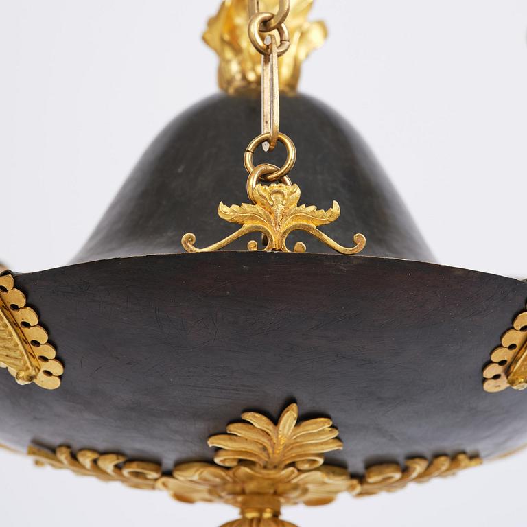 A Swedish Empire four-light hanging-lamp, first part of the 19th century.