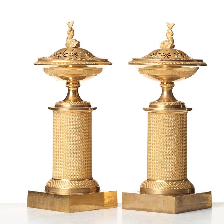 A pair of French Empire around 1800 incense burners.