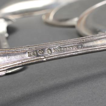 BESTICK, 111 delar, silver, bla C.G Hallberg och GAB Stockholm, Mema Lidköping. Vikt ca 2727 gram.