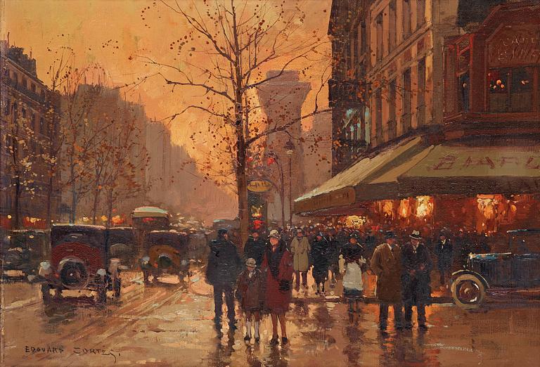 Edouard Cortes, "Porte Saint Denis et le Cafe Biard".