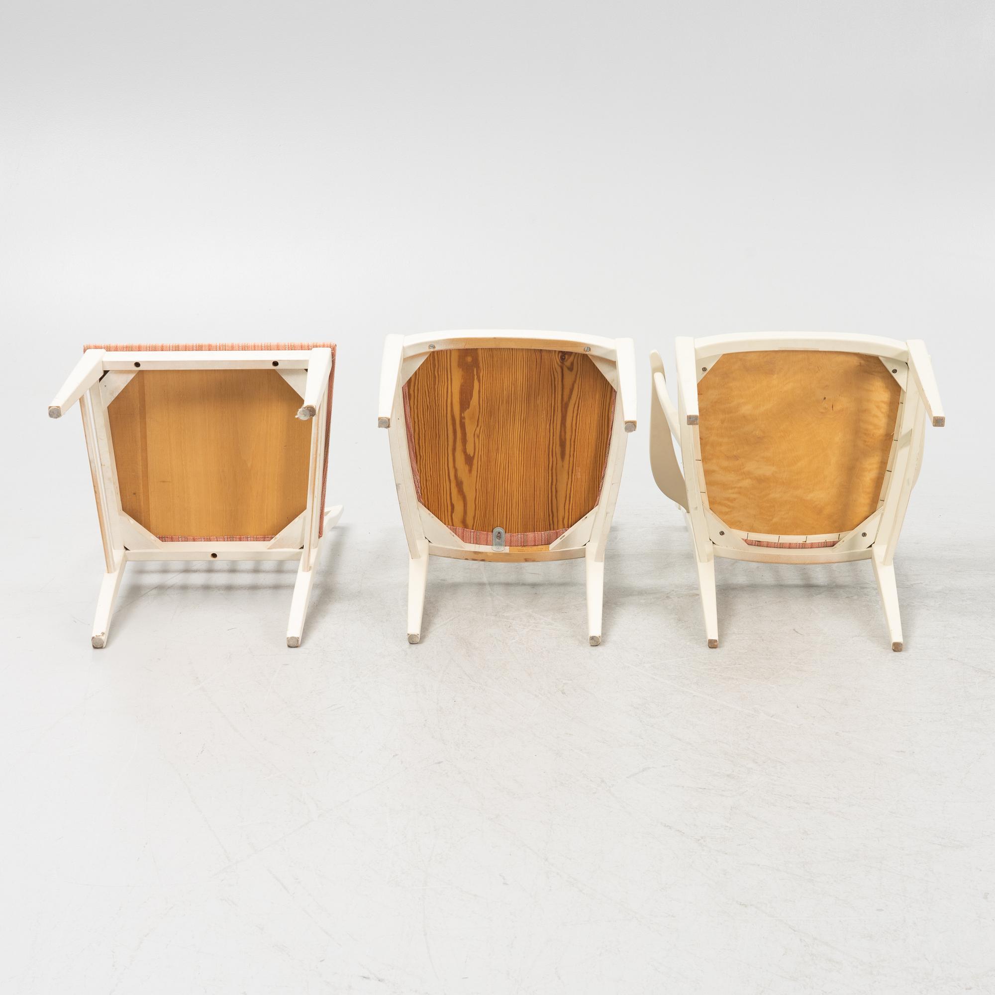 Carl Malmsten, two armchairs and six chairs, Bodafors, second part of the 20th Century.