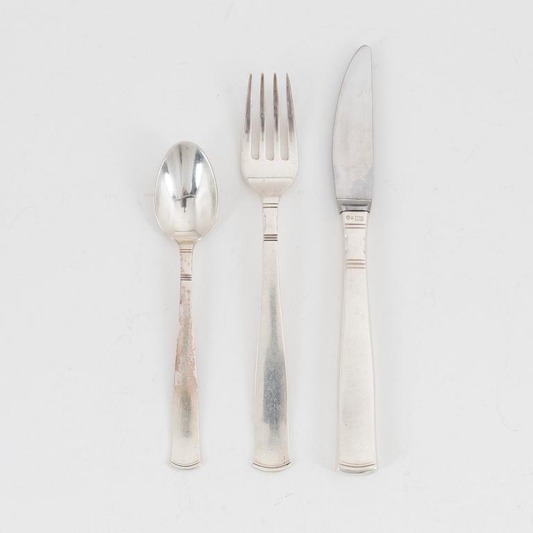 Jacob Ängman, a 27-piece silver cutlery, model 'Rosenholm', GAB, including Stockholm, 1962.