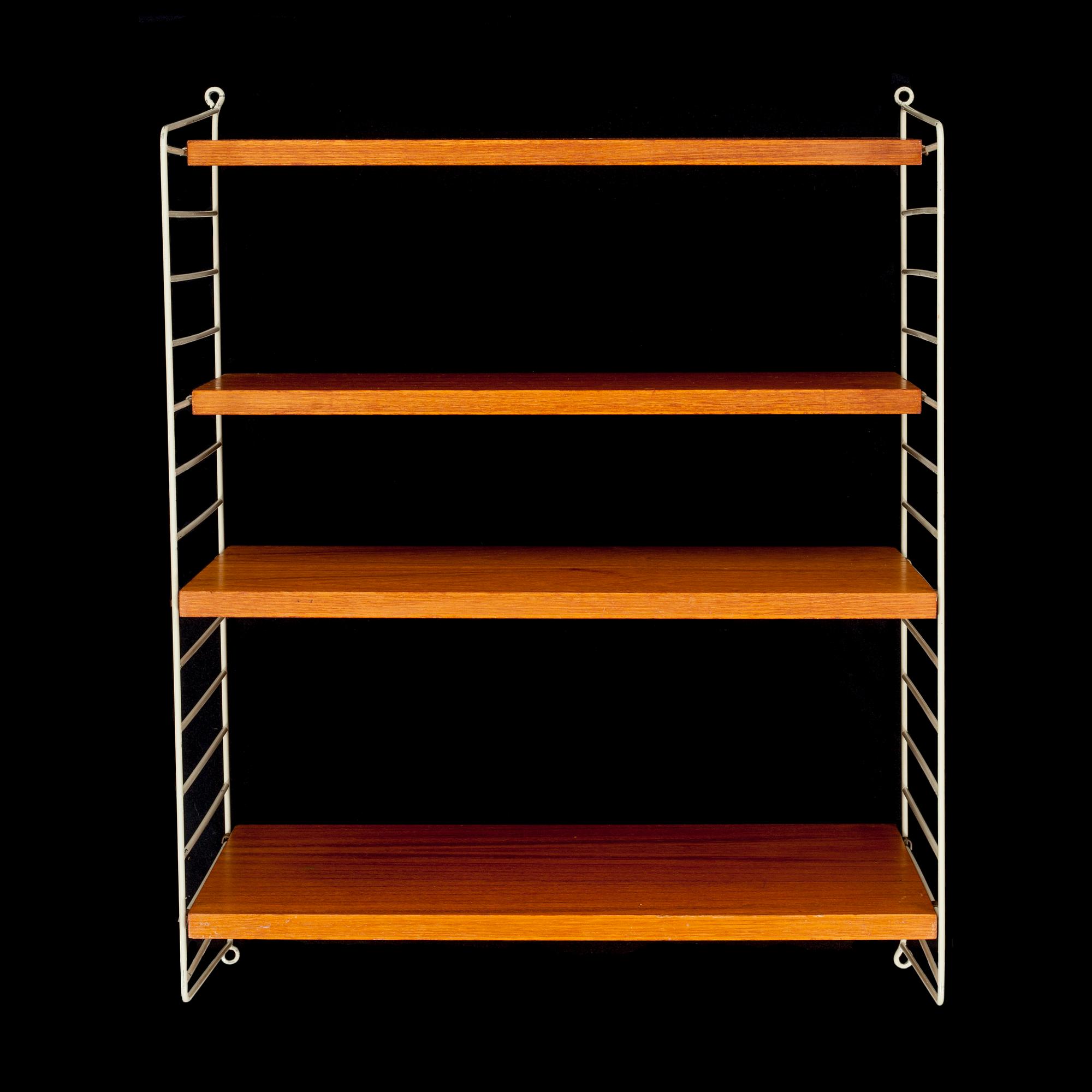 PARTI STRINGHYLLOR OCH GAVLAR, teak och mahogny, 13 delar, Nisse Strinning för String AB.