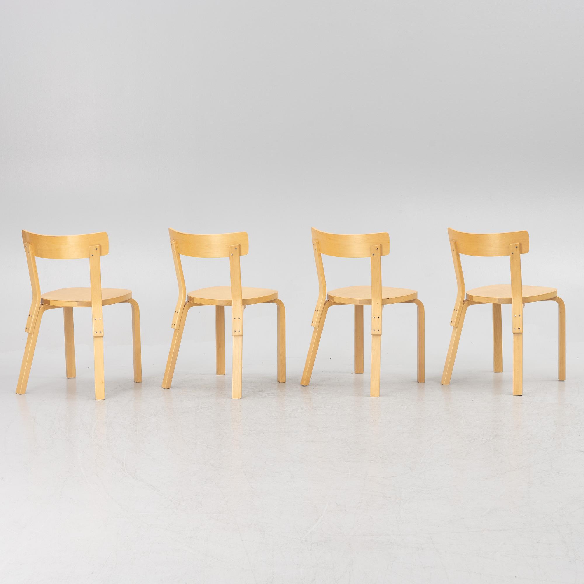 Alvar Aalto, a set of 4 model 69 chairs, Artek, Finland, second half of the 20th century.