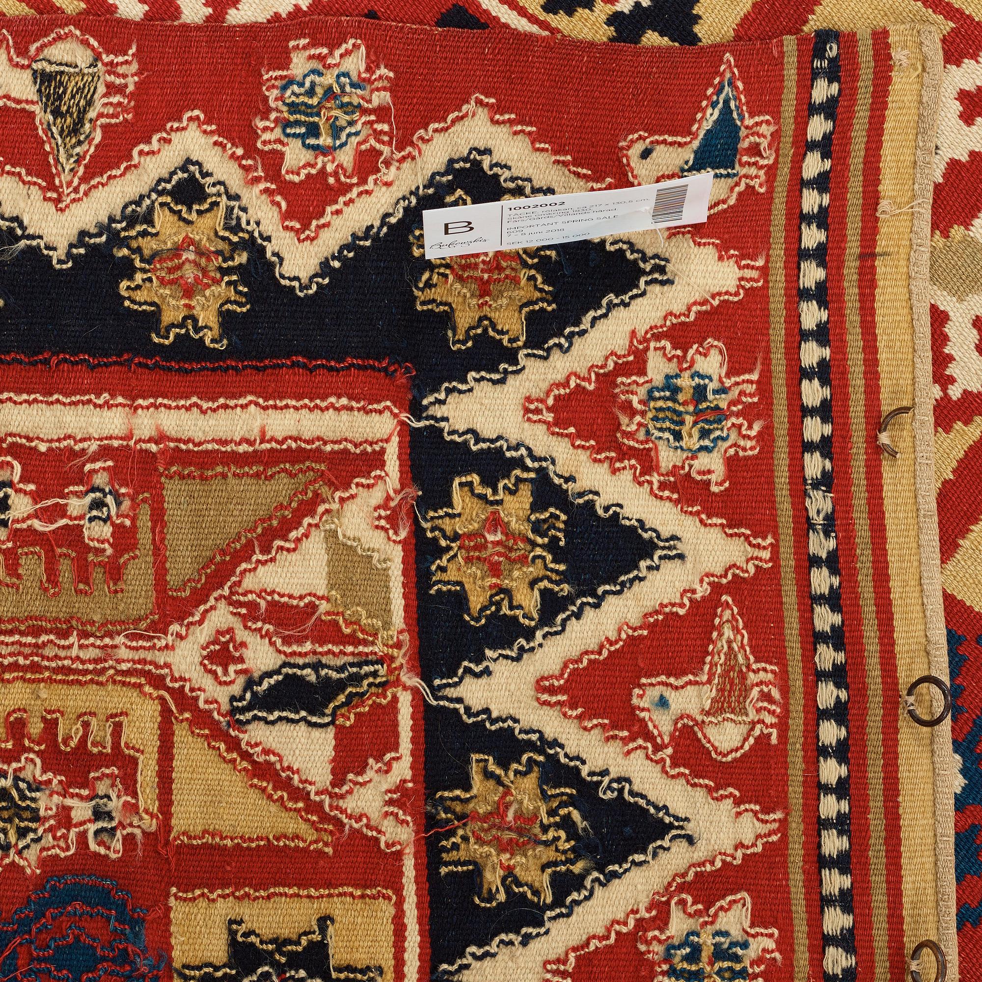 A BED COVER, double-interlocked tapestry (flat weave), ca 217 x 130,5 cm, Scania around 1830,