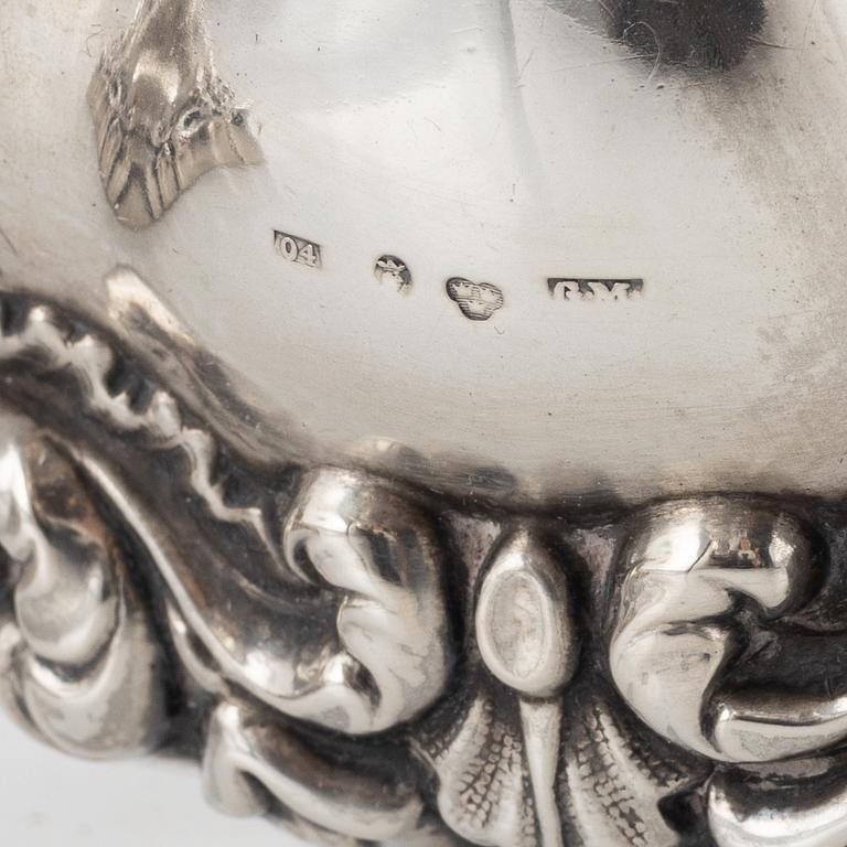 Gustaf Möllenborg, a pair of neo-Rococo silver candlesticks, Stockholm, 1844.