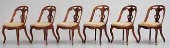 A set of 6 chairs, 19th Century.