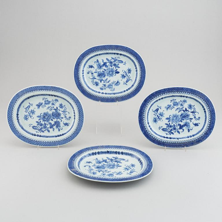 Four blue and white serving dishes, Qing dynasty, Qianlong (1736-95).