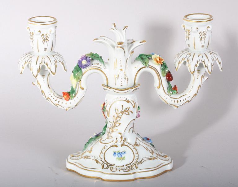 LJUSSTAKE, porslin, Dresden, rokokostil.