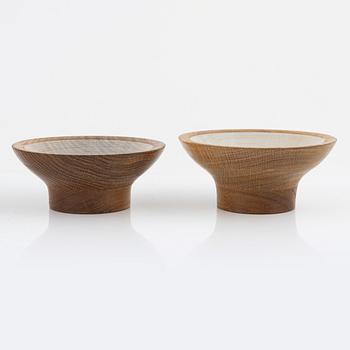 Magnus Ek, a set of five oak bowls for Oaxen Krog, 2020.