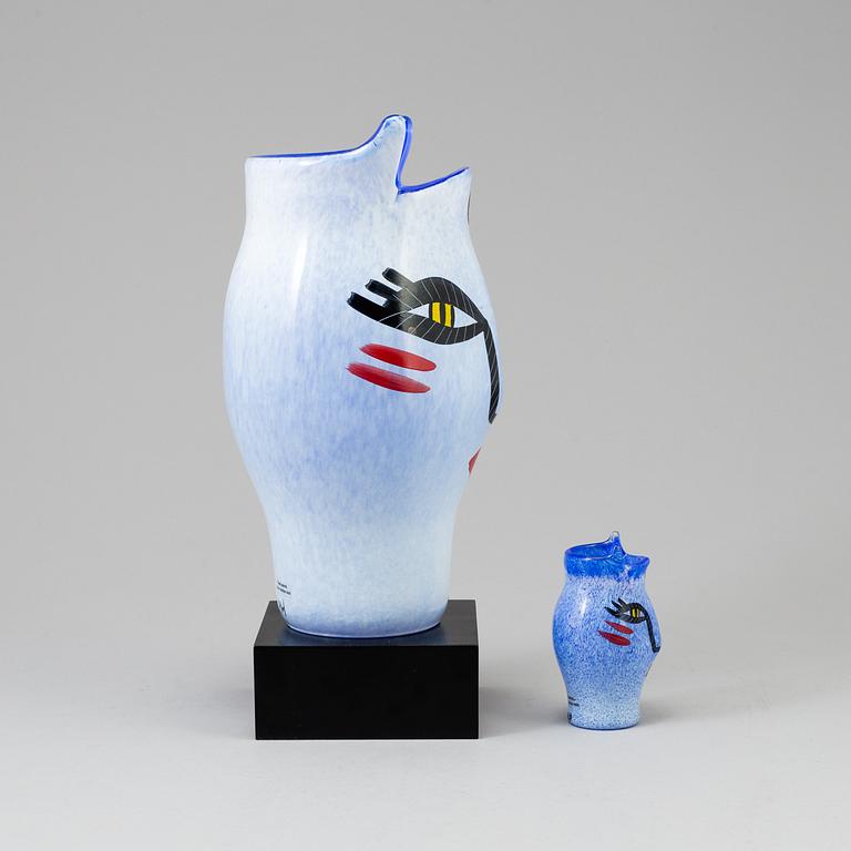 ULRICA HYDMAN-VALLIEN, two 'Open Minds' glass vases from Kosta Boda.
