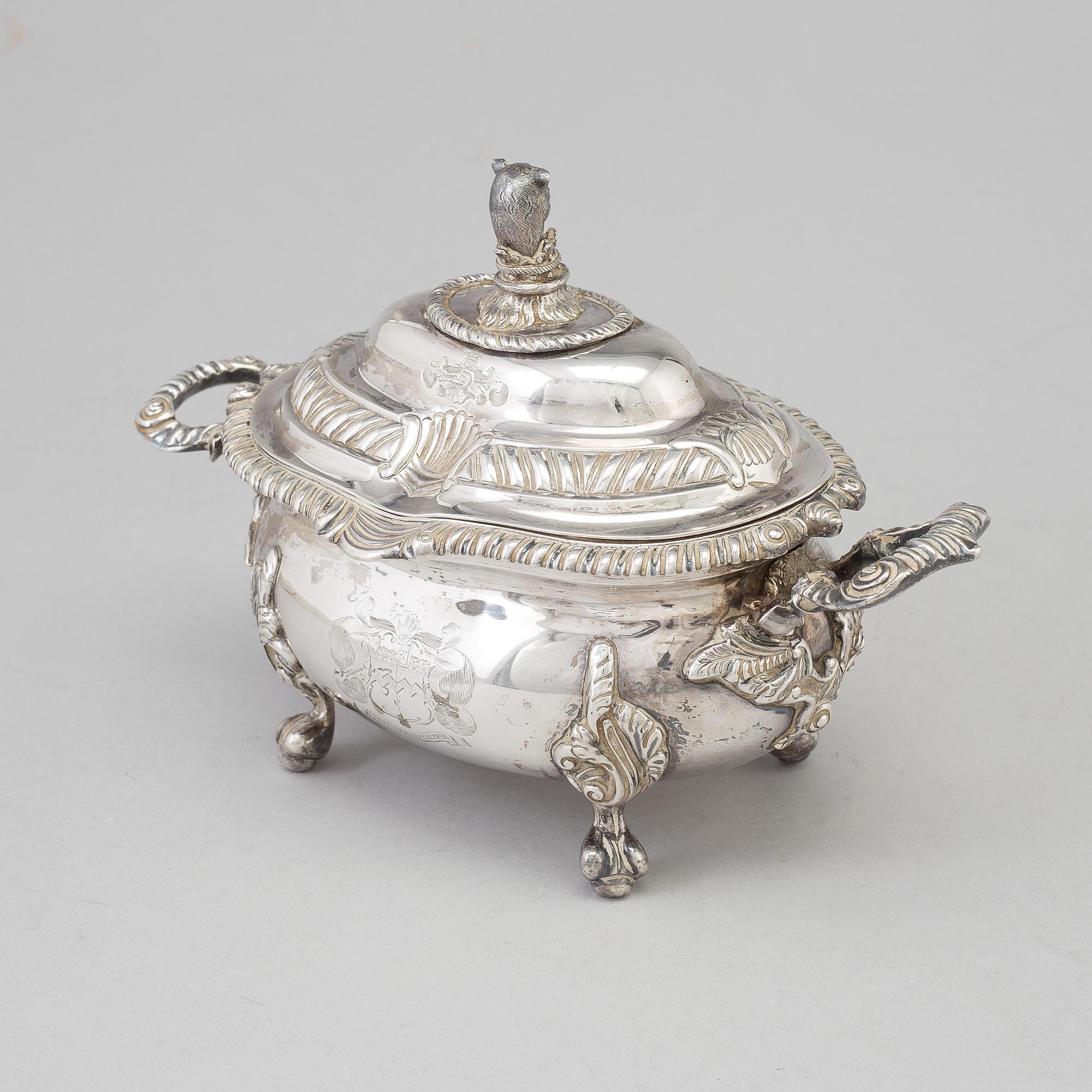A English 19th century silver sugar-casket, marks of William Bateman ...