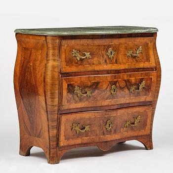 A Swedish rococo parquetry commode by C. Linning (master in Stockholm 1744-79).