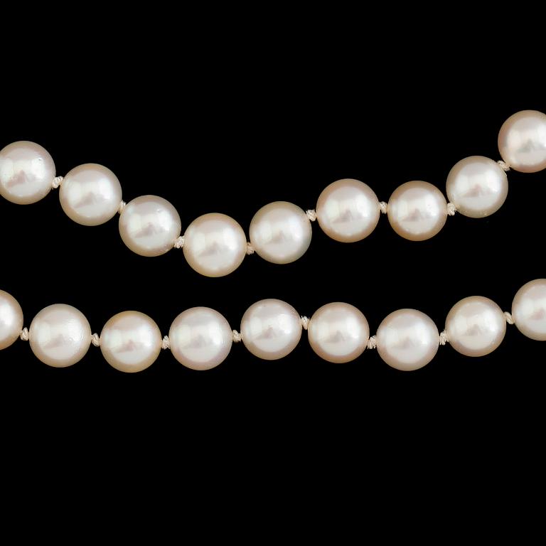 COLLIER, odlade saltvattenspärlor, lås i silver.