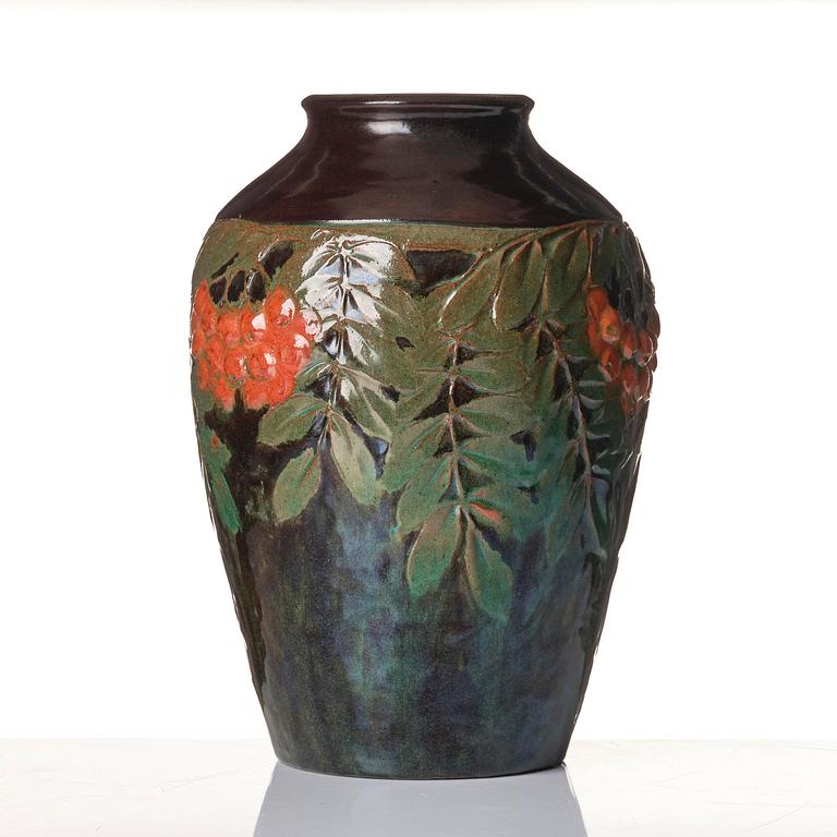Hilma Persson-Hjelm, a glazed earthenware art nouveau vase, executed in her own studio, Arvika 1913. No 2241.