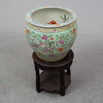 A large Chinese famille rose fish basin, 20th century.