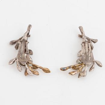 Silver leaf earrings, Etsuko Minowa,