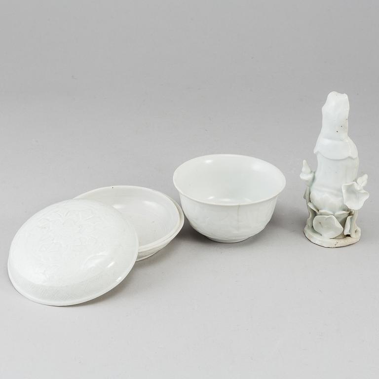 A group of white glazed ceramics, Qing dynasty, probably 17/18th Century.