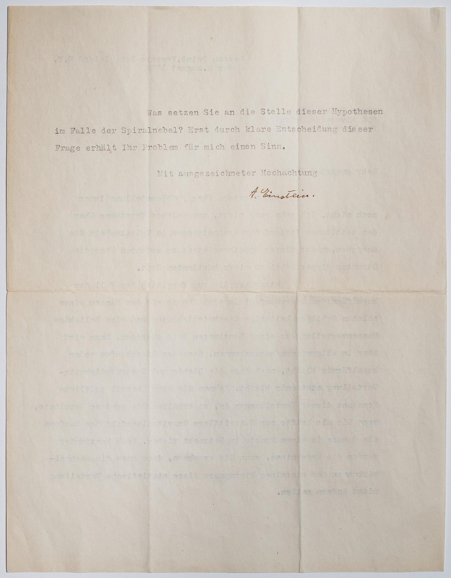 Albert Einstein (1879-1955) two letters, signed 1938.