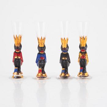 Gunnar Cyrén, snapsglas, fyra stycken, s.k. djävulsglas, 'Nobel', Orrefors.